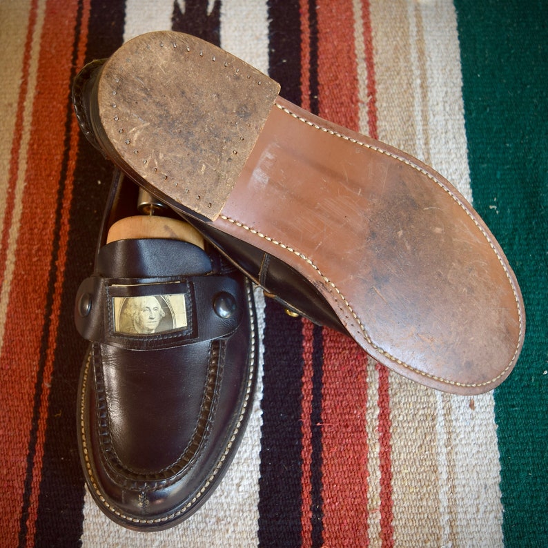 Spectacular And Very Rare 1950s Black Leather Dollar Loafers by Randcraft. image 8
