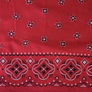 60s Red Washfast Colors Folkloristic Print Bandana NOS / Dead Stock image 3