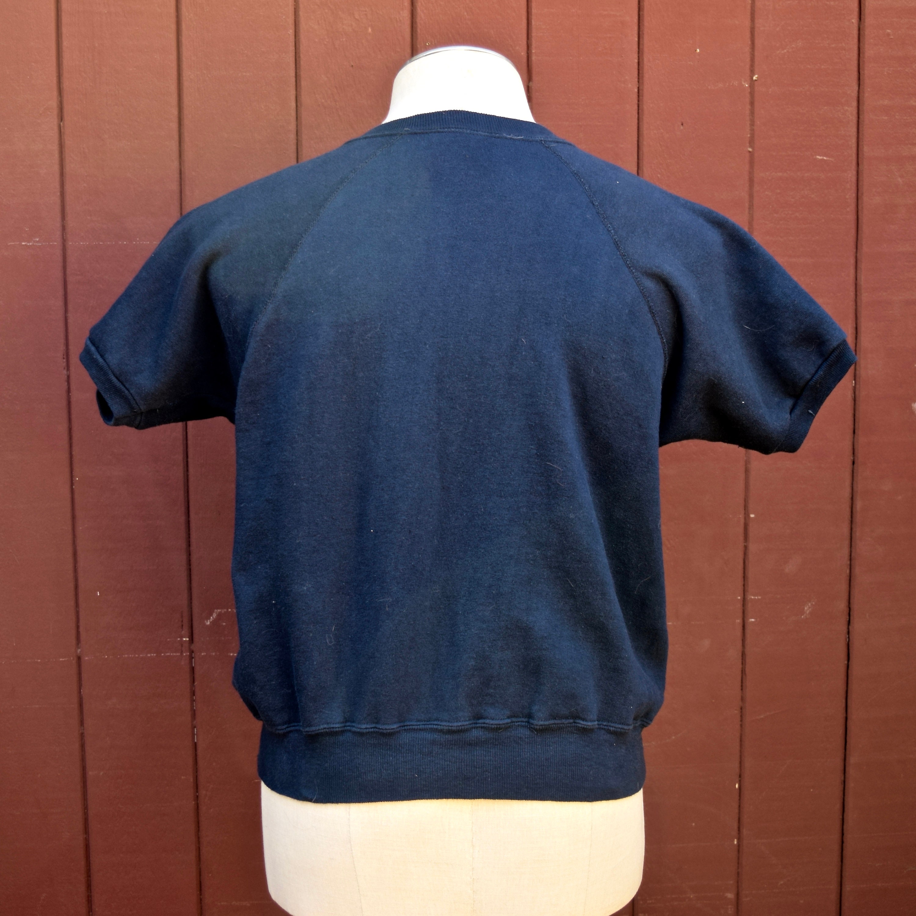1960s Navy Blue Bowling Green University Flock Print Raglan