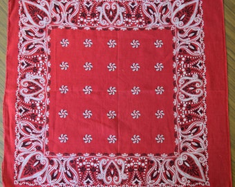 Late 50s/ Early 60s Red Fast Color Paisley Print Bandana