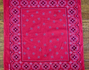 1960s Red Floral Print Washfast Bandana