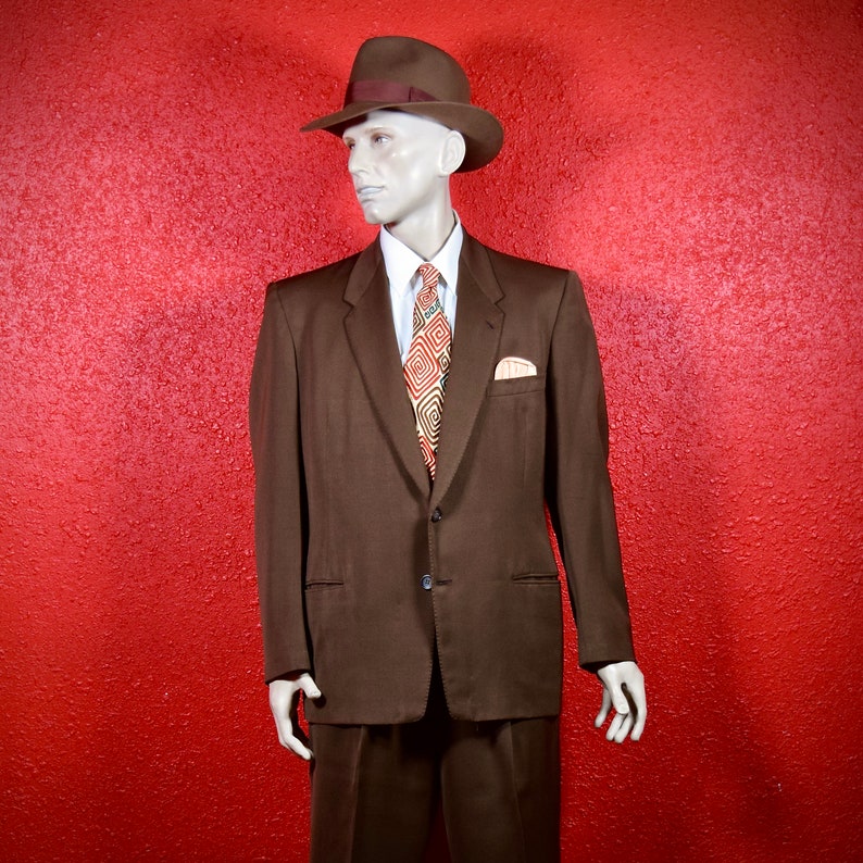 Beautiful 1950s Chocolate Brown Gabardine Sport Suit By Timely Clothes. image 2