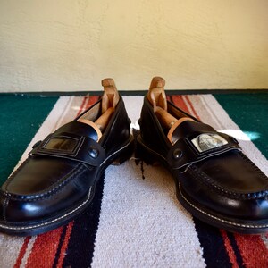 Spectacular And Very Rare 1950s Black Leather Dollar Loafers by Randcraft. image 2