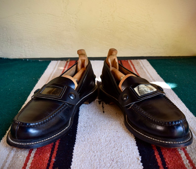 Spectacular And Very Rare 1950s Black Leather Dollar Loafers by Randcraft. image 2