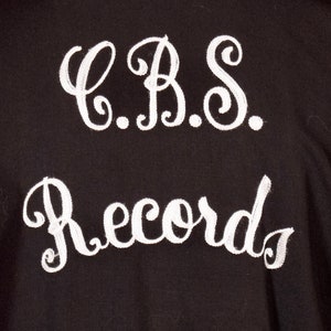 Late 1950s / Early 1960s Black And White Two Tone Chainstich Embroidered CBS Records Bowling Shirt. image 4