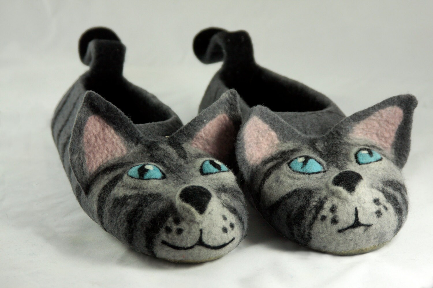 Felted Grey Cats Slippers Made to ORDER/ Animal Slippers Gift Etsy