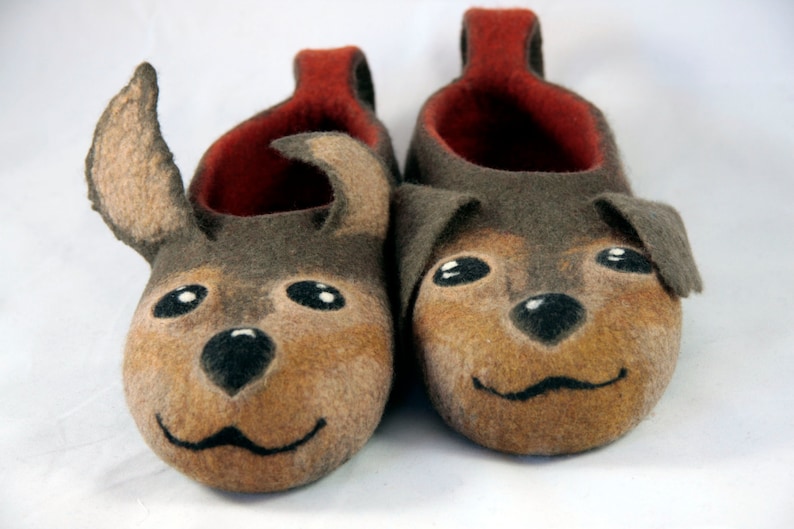 CUSTOM ORDER Felted Dogs Slippers Adult Size EU 465/ Dogs Etsy