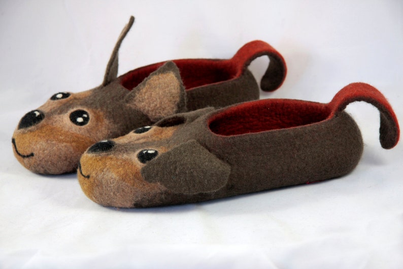 CUSTOM ORDER Felted Dogs Slippers Adult Size EU 465/ Dogs Etsy