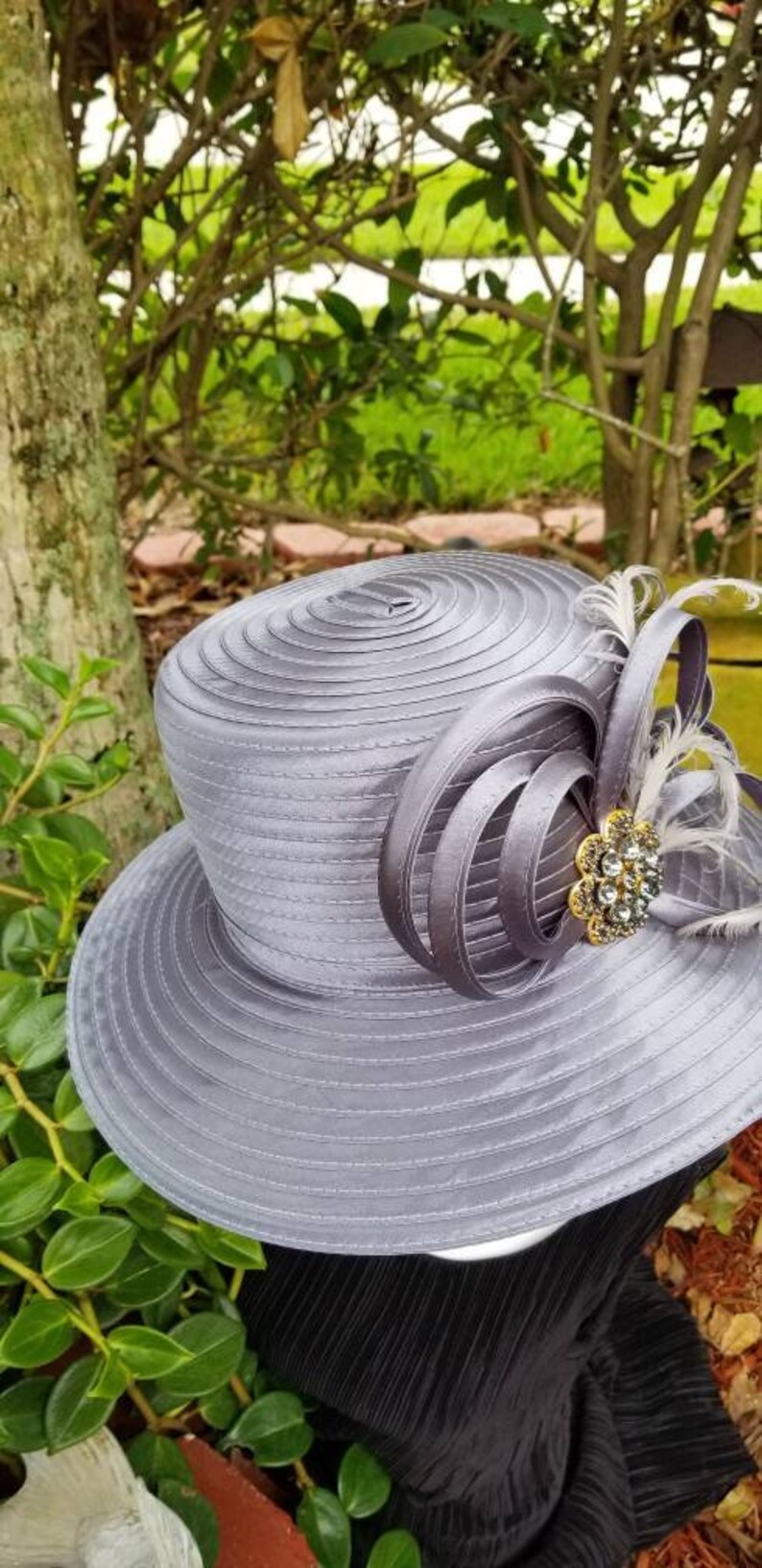 Large Satin Braided Lampshade Hat