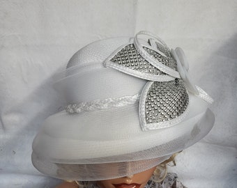 White and silver bucket hat