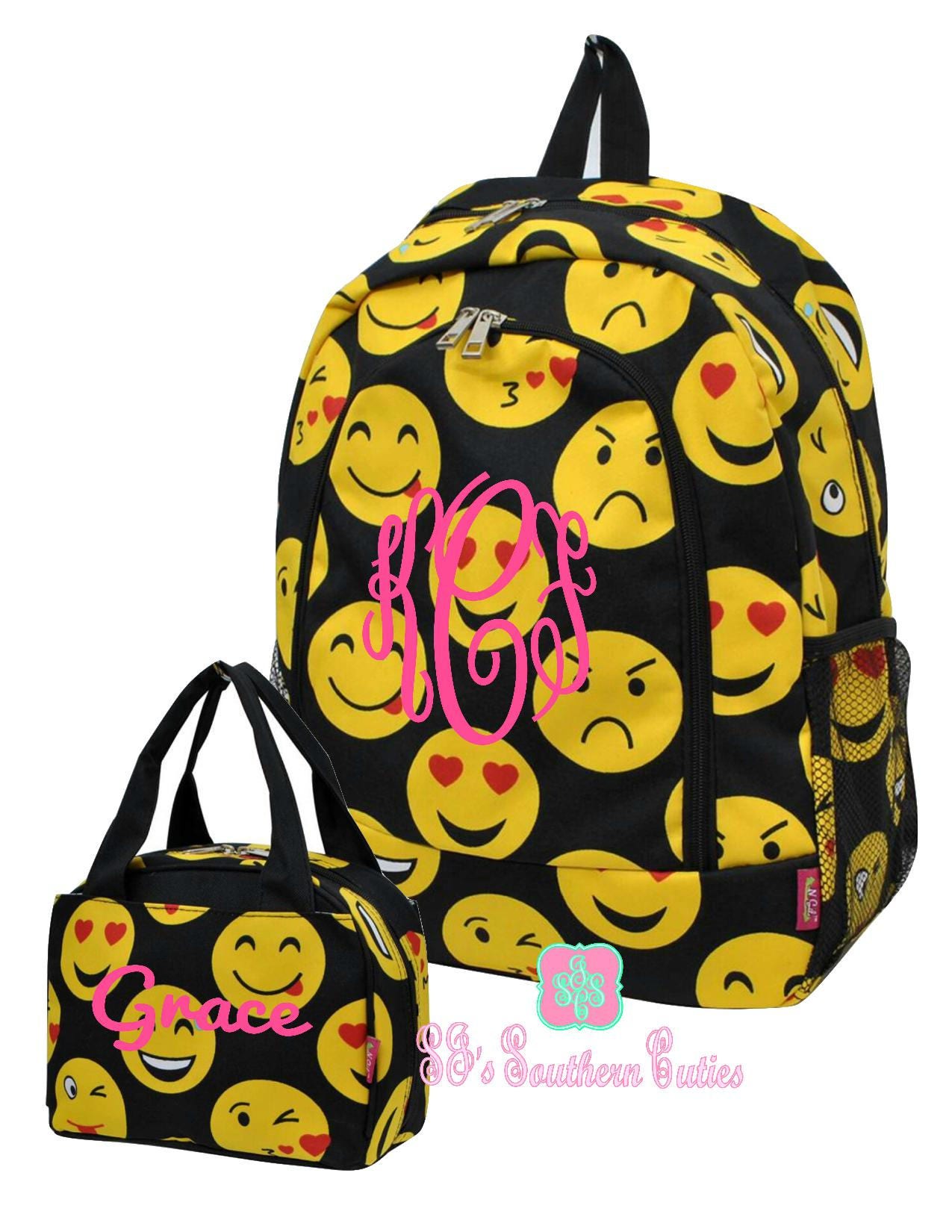 emoji backpack with lunchbox