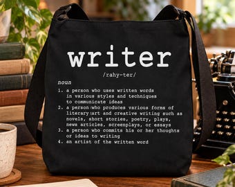 Writer Definition Adjustable Tote Bag With Pockets, Author Gift, Writer Gift for Her, Book Lover Gift, Literary Gift, Creative Writing Gift