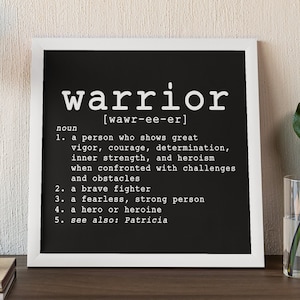 Personalized Warrior Definition, Inspiring Gift for Friend Or Family Going Through Challenging Times