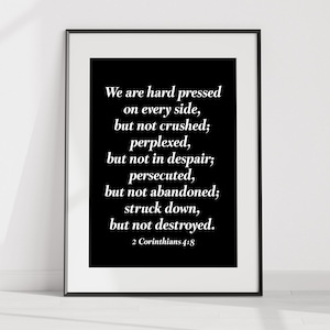 2 Corinthians 4:8 Print, Christian Scripture Wall Art, Faith Inspirational Prints, Bible Verse Decor, Hopeful Bible Verses