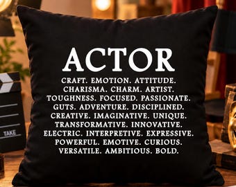 Actor Traits Pillow, Actor Gift for Actors, Theatre Gift, Acting Student Gift, Drama Club Decor, Performing Arts Gift, Theatre Pillow
