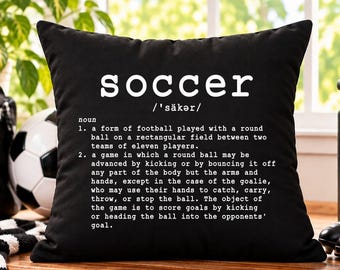 Soccer Definition Pillow, Soccer Gift for Player, Soccer Decor, Soccer Room Decor, Sports Pillow, Soccer Mom Gift