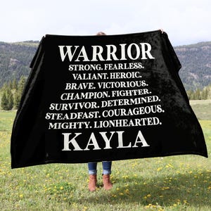 Personalized Warrior Blanket: Empowering Words, Comforting Gift