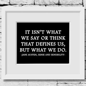 Jane Austen Quote Print, Jane Austen Wall Art, Jane Austen Fan Gift, Classic Literature, Book Lover, Writer Quote, Author Quote