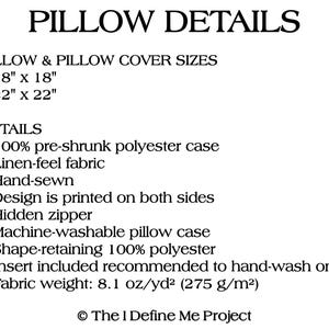 a diagram of a pillow cover size guide