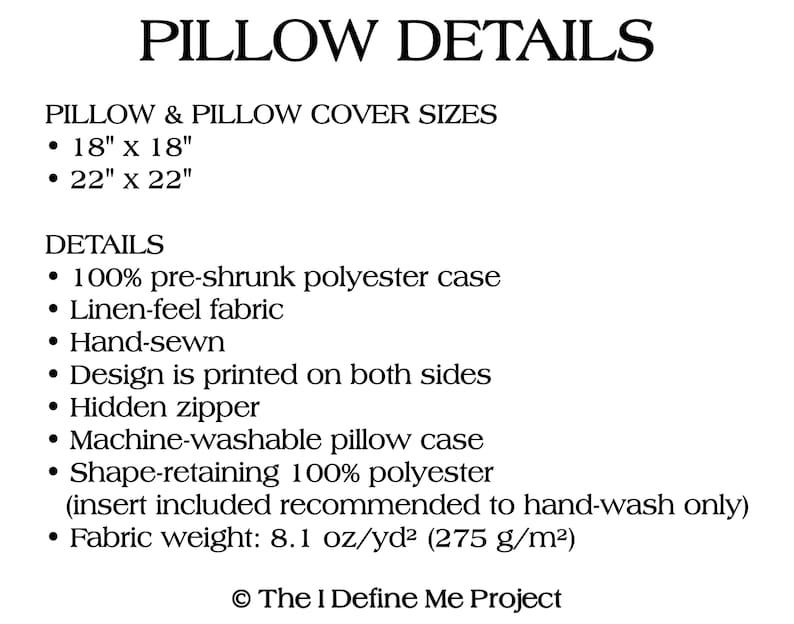 a diagram of a pillow cover size guide
