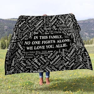 Show of Support Blanket With Names in Various Fonts, Encouragement Blanket, Inspiring Blanket, Comforting Gifts, Emotional Support Blanket