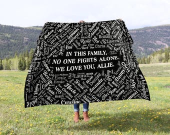 Show of Support Blanket With Names in Various Fonts, Encouragement Blanket, Inspiring Blanket, Comforting Gifts, Emotional Support Blanket