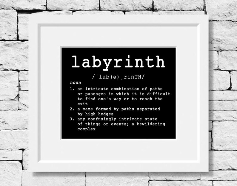 Labyrinth Definition Dictionary Art English Words Art Etsy