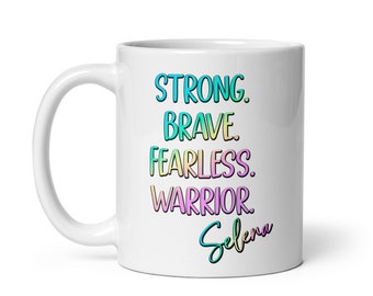 Personalized Pastel Rainbow Warrior Definition Mug, Warrior Gift, Warrior Mug, Encouraging Mug For Friend