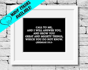Jeremiah 33:3 Print, Christian Quotes, Religious Wall Art, Christian Gifts, Bible Quote, Christian Art, Bible Verse, Religion Wall Art