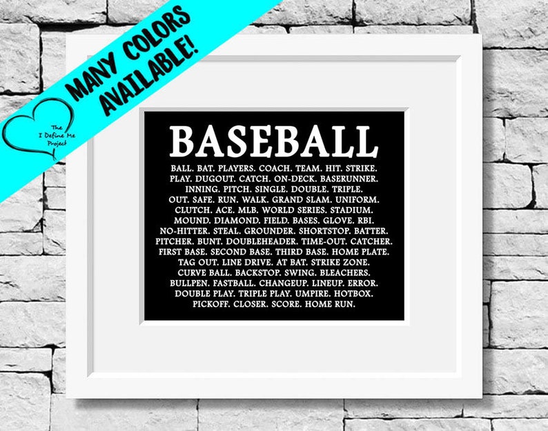 Baseball Quote, Baseball Print, Baseball Decor, Boys Room Baseball, Baseball Theme, Baseball Fan Gift, Baseball Decor, Baseball, Sport Print image 1