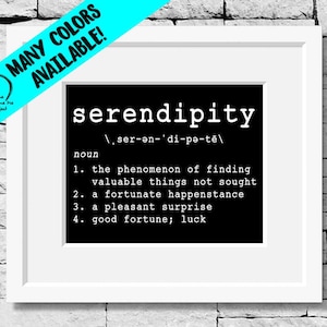 Serendipity Definition Print Dictionary Word Art Serendipity Meaning Fate Destiny Decor Word Art Luck Fortune Love Beautiful English Words