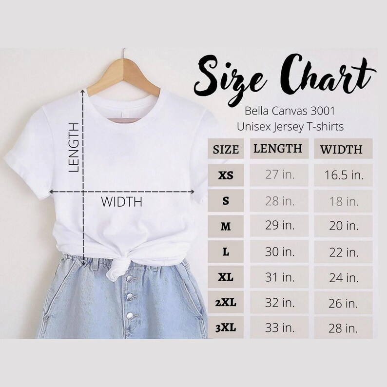 the size chart for a t - shirt is shown