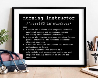 Nursing Instructor Gift, Nurse Educator Gift, Nursing Professor Gift, Nursing Instructor Definition Print, Nursing School Decor