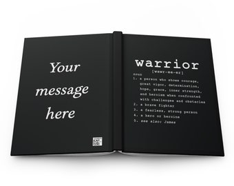 Warrior Definition Journal With Personalized Message, Get Well Gift, Warrior Gifts, Cancer Journey, Empowerment Gifts, Cancer Survivor