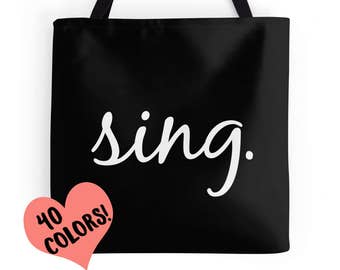 Music Bag, Musician Tote, Music Teacher Appreciation, Sing Bag, Singer Gifts, Voice Teacher Gift, Music Tote