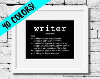 Writer Definition, Writer Print, Writer Gift, Writing Quotes, Author Gift, Writing Inspiration, Writing Teacher