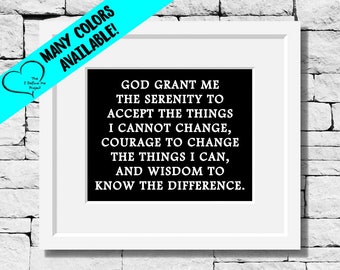 Serenity Prayer Print, Inspirational Quote, Christian Quotes, Prayer Print, Serenity Print, Christian Quote, Encouragement, Christian Prayer