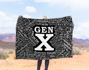 Generation X Blanket, Gen X Slang Blanket, Generation X Gifts, Gen X Birthday