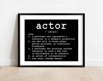 Personalized Actor Definition, Actor Gifts, Actor Wall Art, Acting Quotes, Actress Gifts, Theatre Student, Theatre Quotes