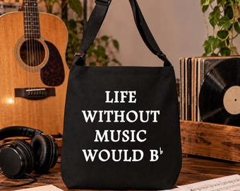 Inside Joke Funny Music Adjustable Tote Bag With Pockets, Musician Tote Bag, Music Lover Gift, Musician Gift, B Flat Tote, Music Theory