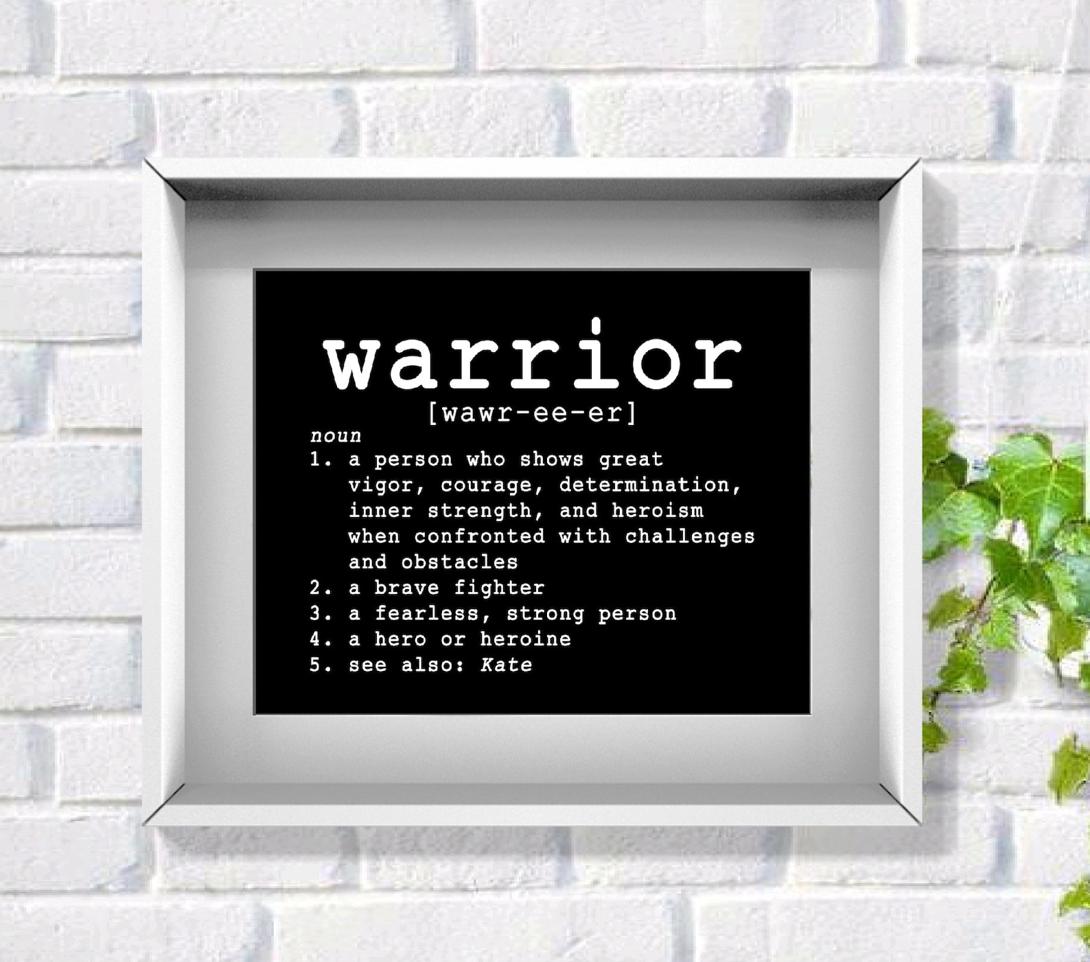 Warrior Definition Personalized Warrior Print Inspirational Etsy