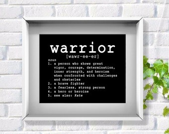 Warrior Definition, Personalized Warrior Print, Inspirational Sayings, Custom Survivor Gift, Get Well Gift, Feel Better, Thinking of You