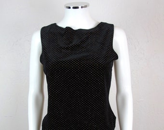 Vintage 80s PS Per Seption Velveteen with Metallic Gold Polka Dots Back tie Tank Top