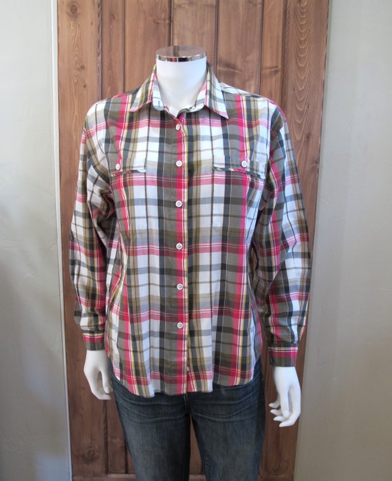 Vintage 80s TJW by Mervyns Plaid Button up Shirt - image 2