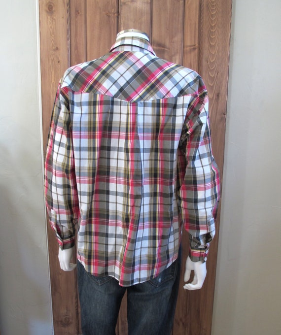 Vintage 80s TJW by Mervyns Plaid Button up Shirt - image 4