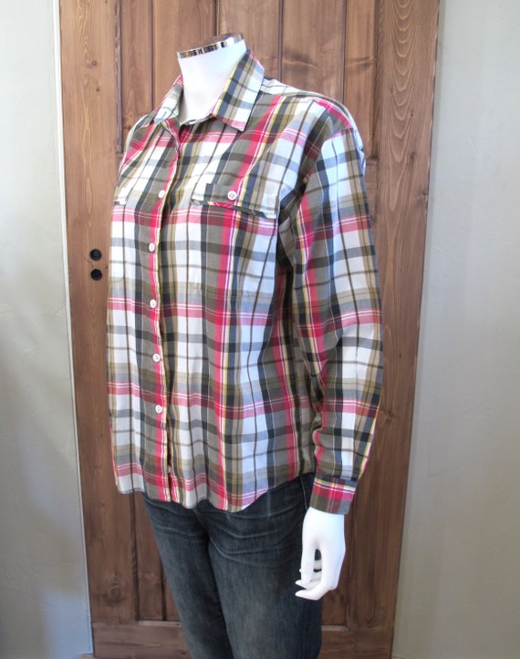 Vintage 80s TJW by Mervyns Plaid Button up Shirt - image 3