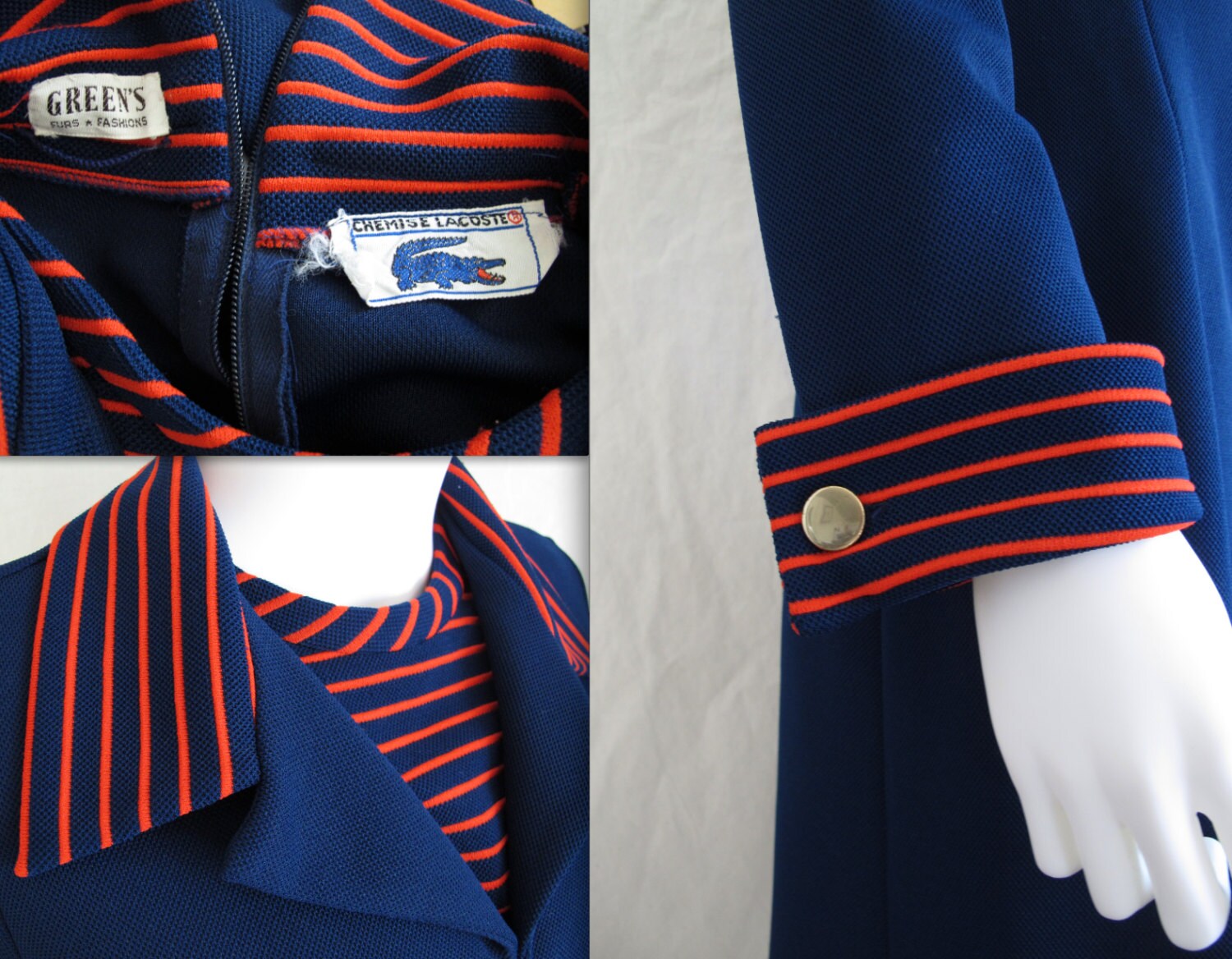 【70'S】CHEMISE LACOSTE VINTAGEフレラコNavy 3 RARE Vintage 70s Absolutely Amazing Chemise Lacoste Dress