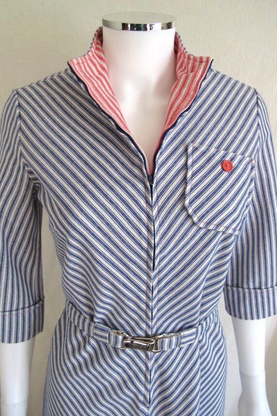 Vintage 50s/60s Striped Lucy Day Dress with Belt - image 3