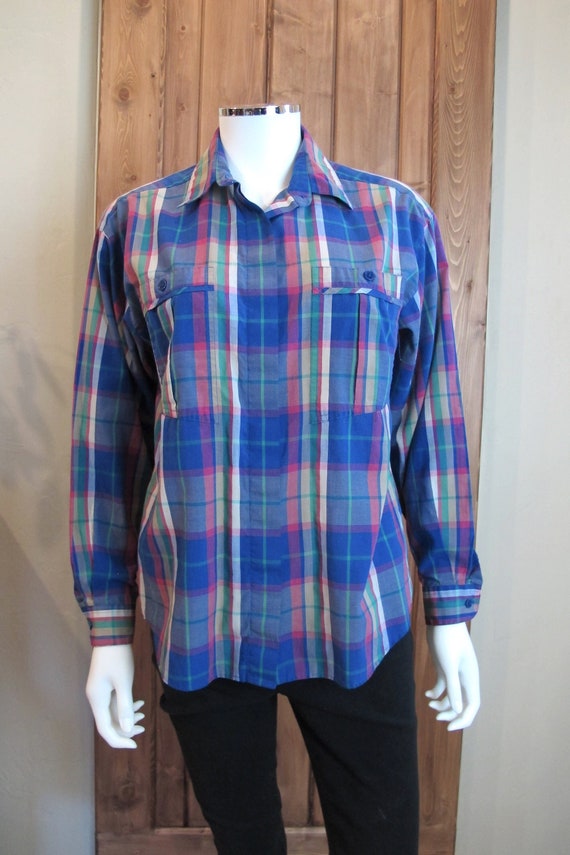 Vintage 80s Cute Plaid Button Up by Partners by Me