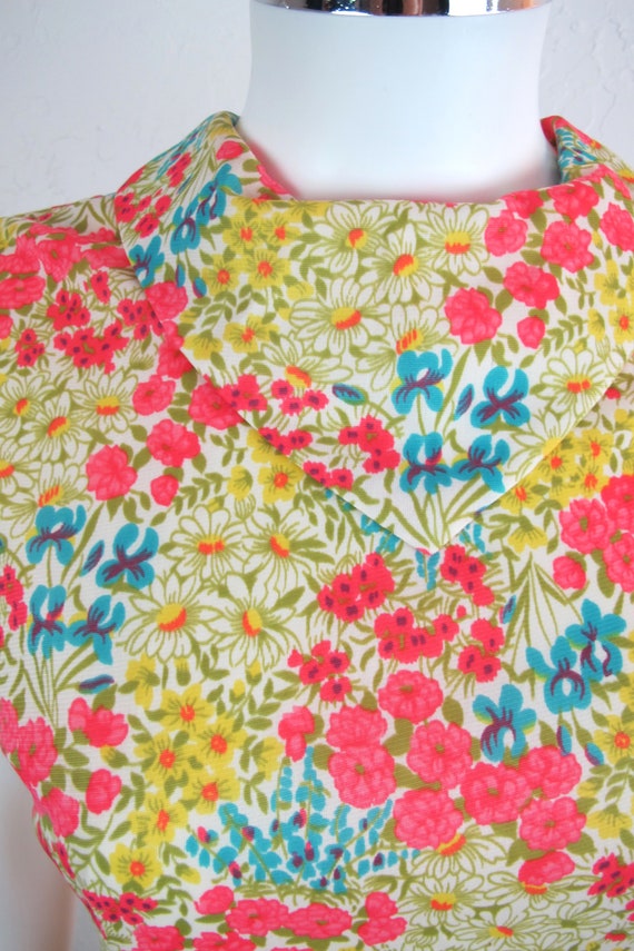 Amazing Vintage 70s Floral Shift Dress Sleeveless - image 3